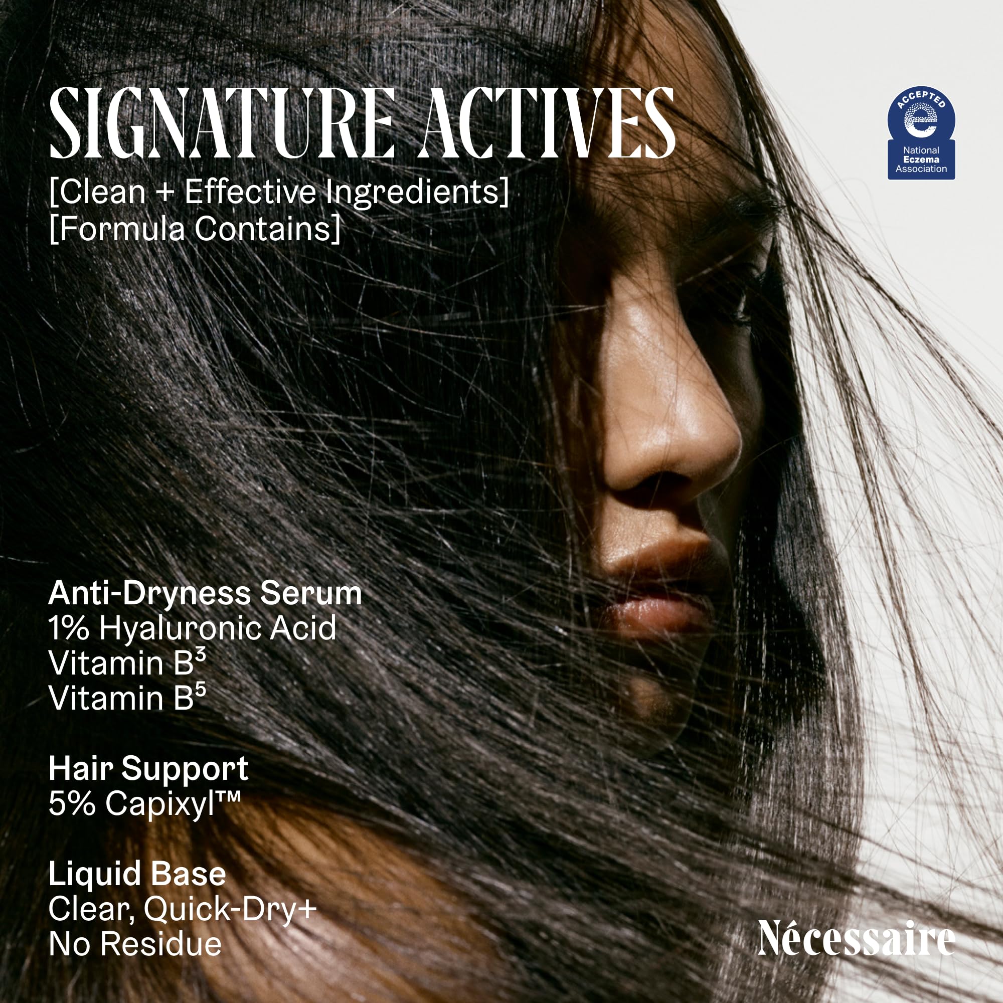 Nécessaire Scalp Serum label with fragrance-free and NEA Seal