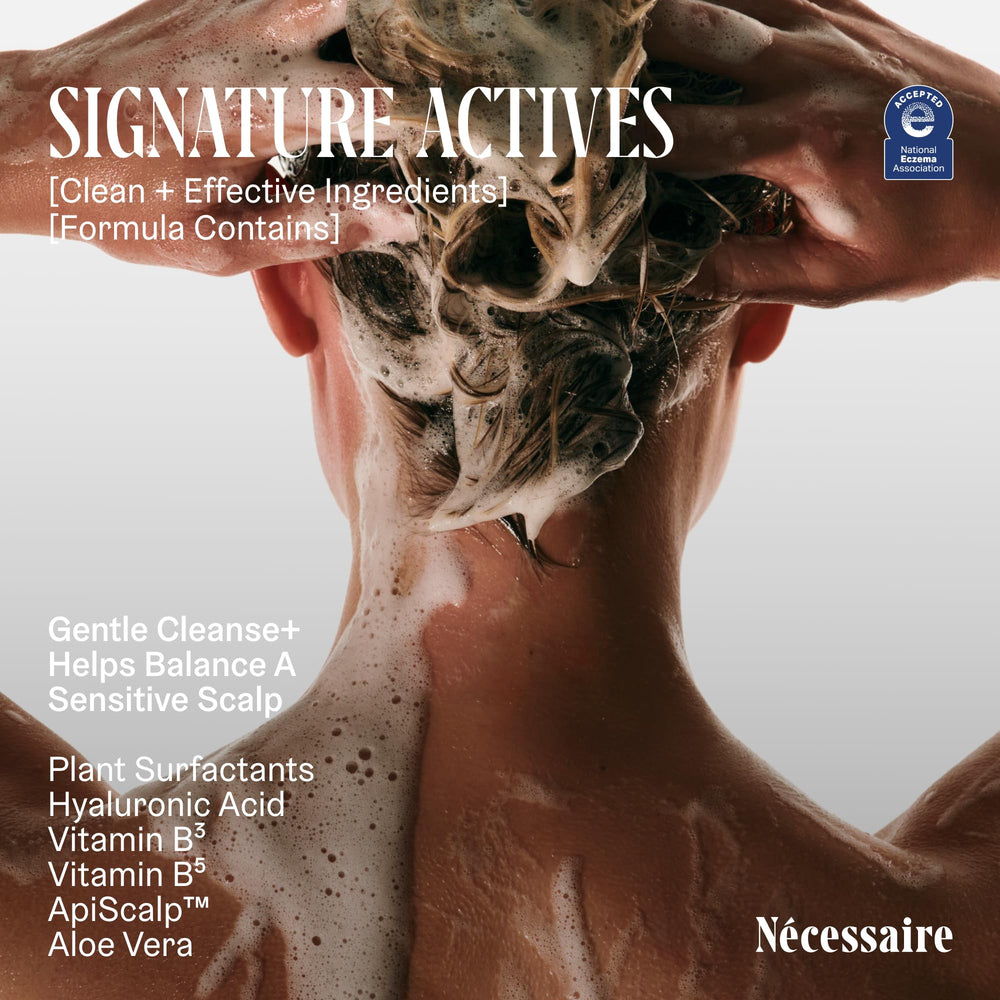 Nécessaire The Shampoo aloe vera leaf juice for moisturized scalp.