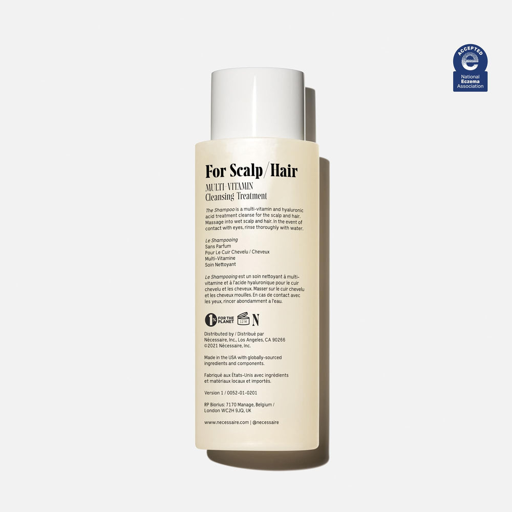 Nécessaire The Shampoo hair-lather demonstrates fragrance-free cleansing.