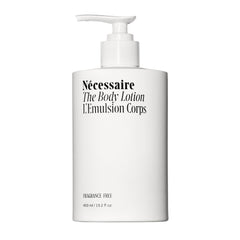 Nécessaire The Body Lotion fragrance-free pump bottle provides easy daily hydration for sensitive skin