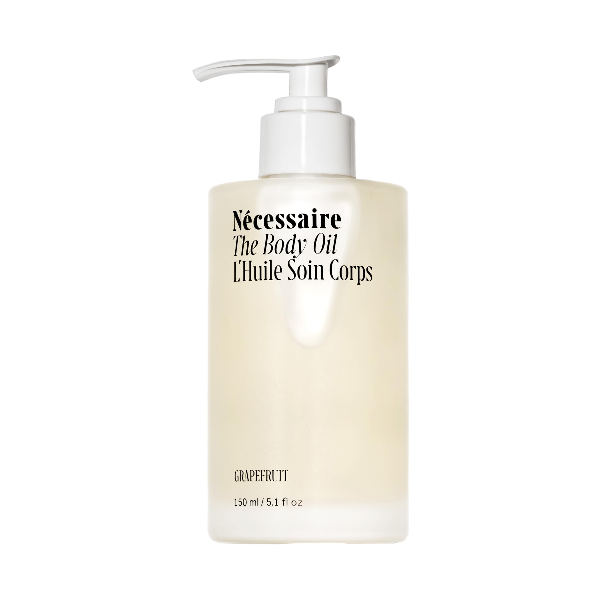 Nécessaire The Body Oil bottle closeup for easy daily moisturization.