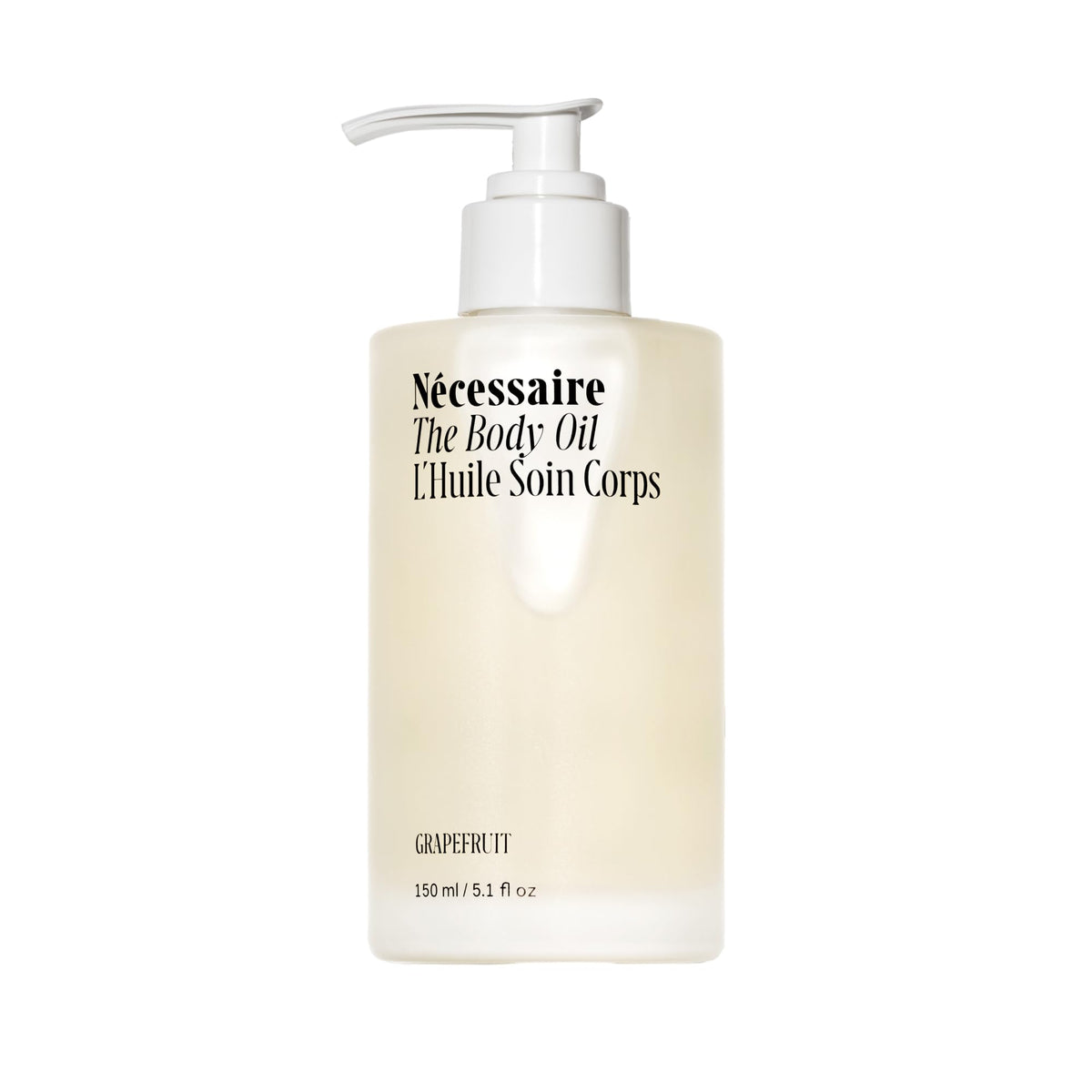 Nécessaire The Body Oil bottle closeup for easy daily moisturization.