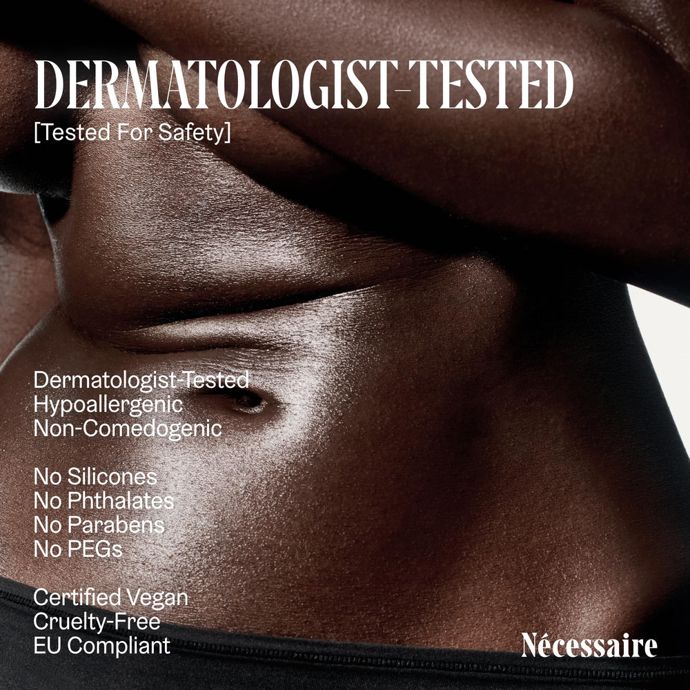 Nécessaire The Body Oil packaging box display showing premium branding.