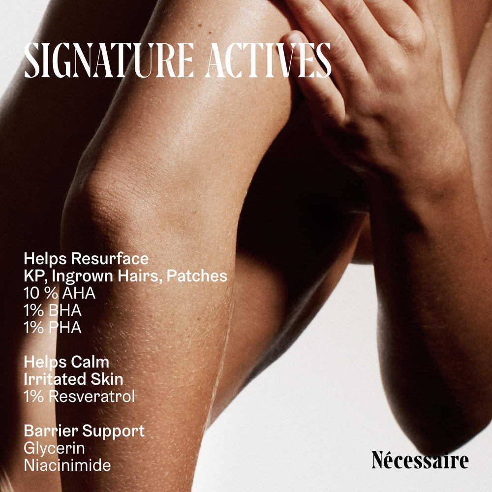 Nécessaire The Body Peel eco-packaging featuring airless bottle and sustainable materials