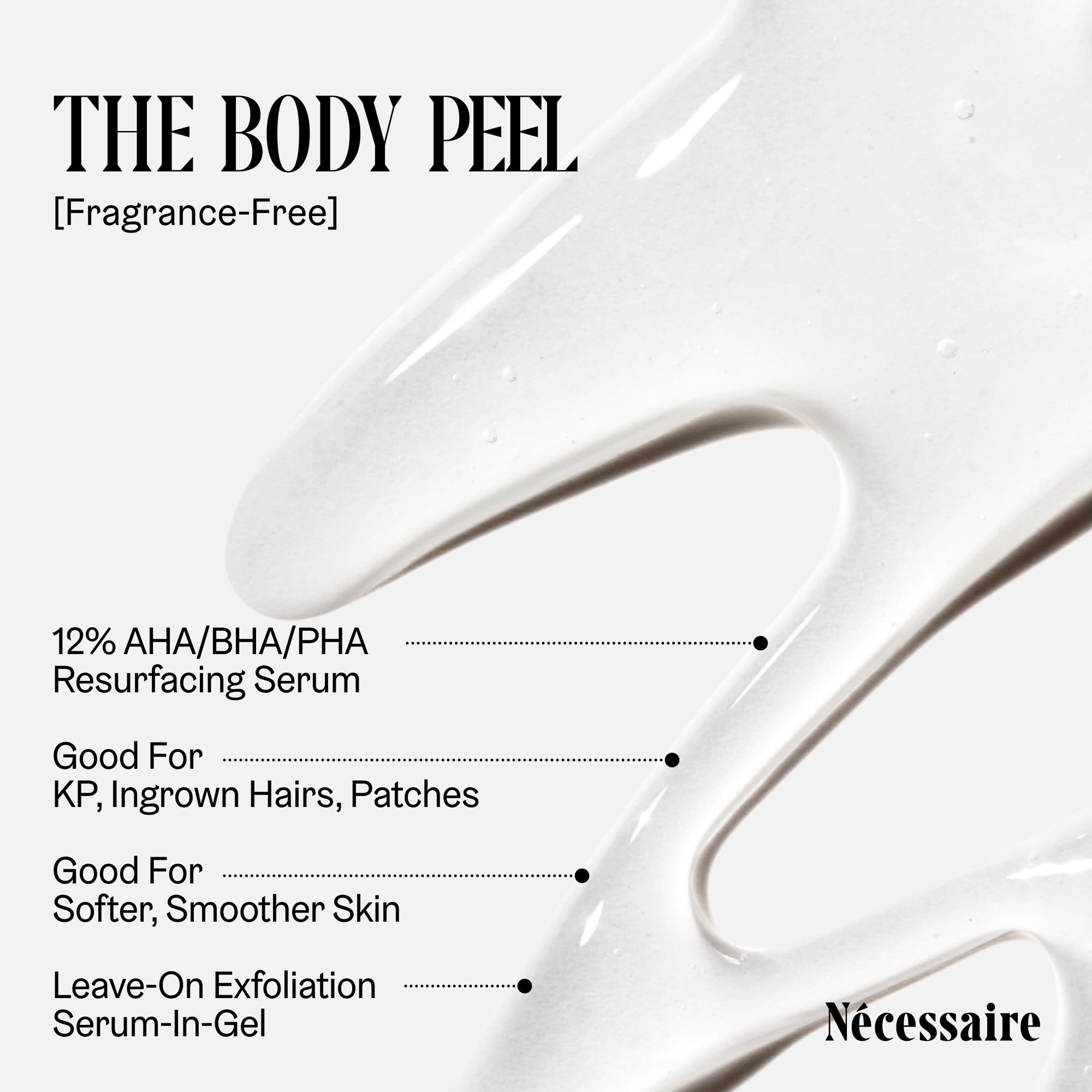 Nécessaire The Body Peel ingredients blend with AHA/BHA/PHA and peeling peptide
