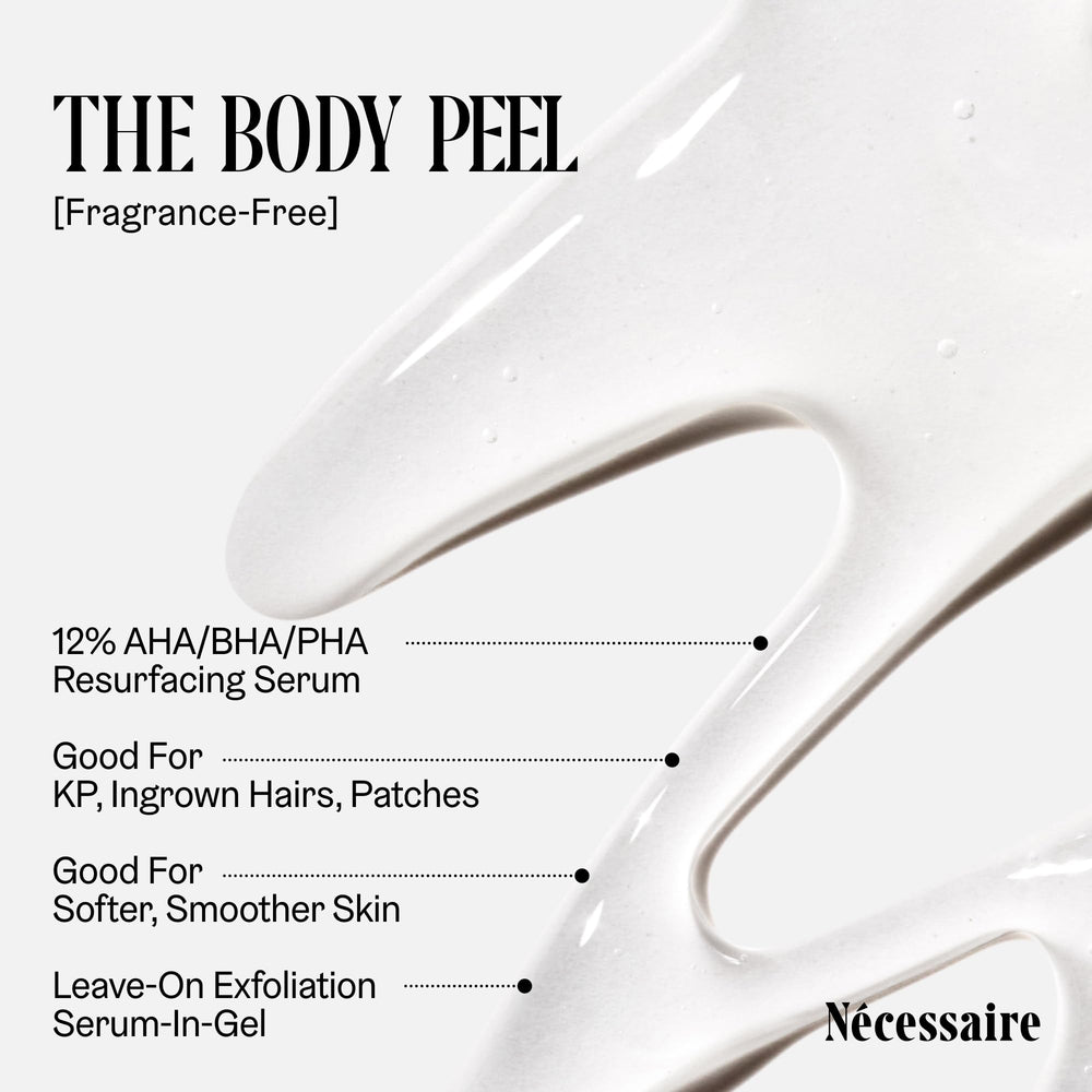 Nécessaire The Body Peel ingredients blend with AHA/BHA/PHA and peeling peptide