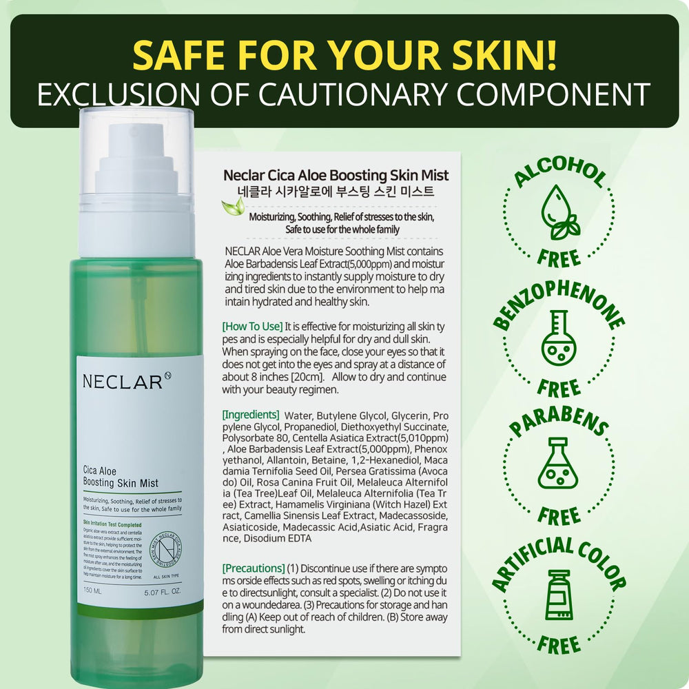 Neclar CICA Aloe Toner Spray ingredients spotlight centella and aloe.