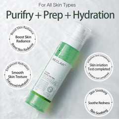 Neclar CICA Aloe Toner Spray mist being dispensed for quick refresh.