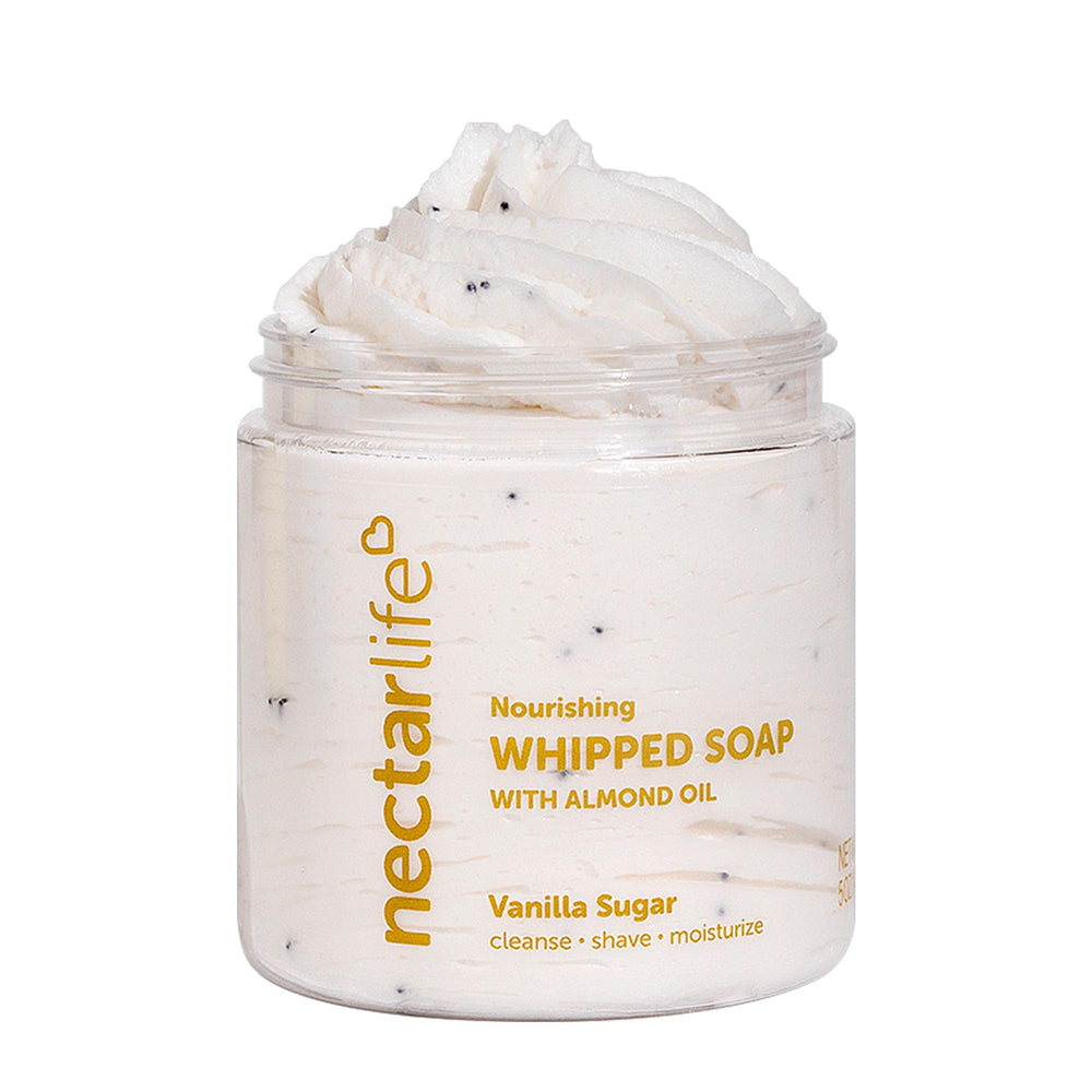 Nectar Life whipped soap vanilla-cream foam showcases spa-like texture for gentle cleansing