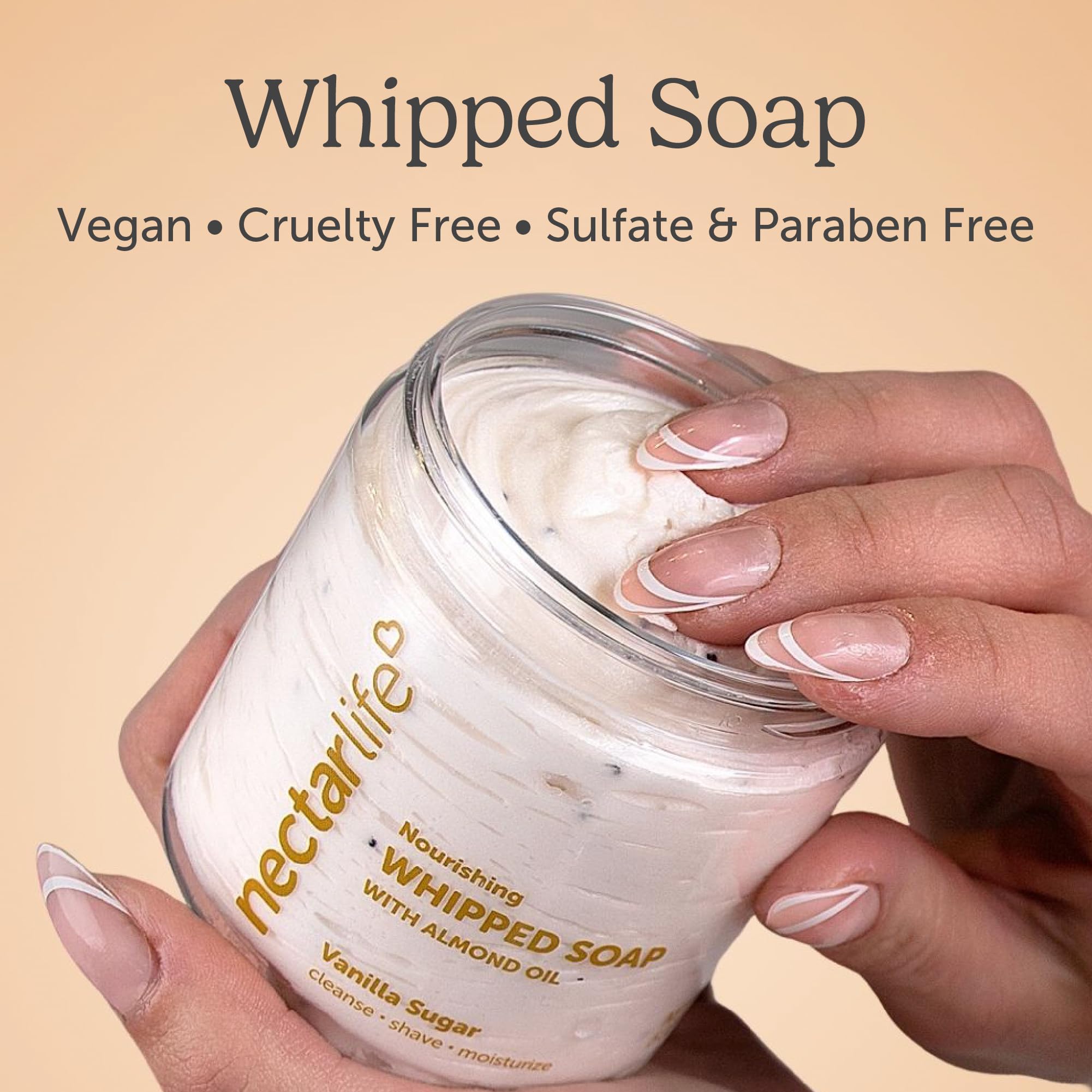 Nectar Life whipped soap vanilla-sugar lather ready for a nourishing shower