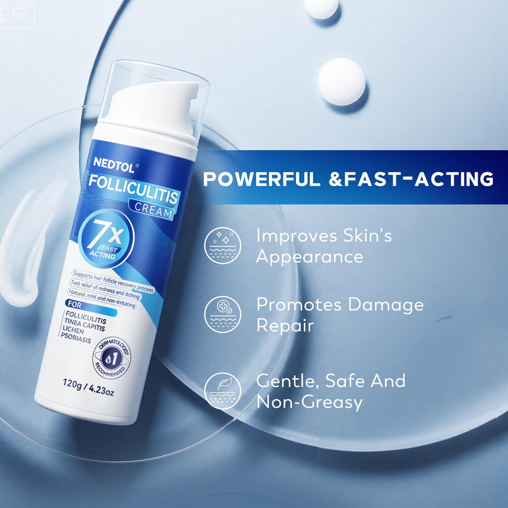 Nedtol Folliculitis Cream applied to face spotlights daily-use suitability.