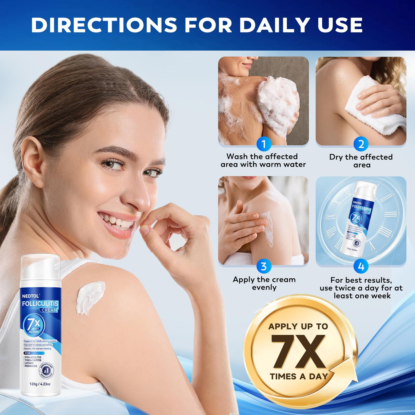 Nedtol Folliculitis Cream on scalp depicts scalp care and irritation relief potential.