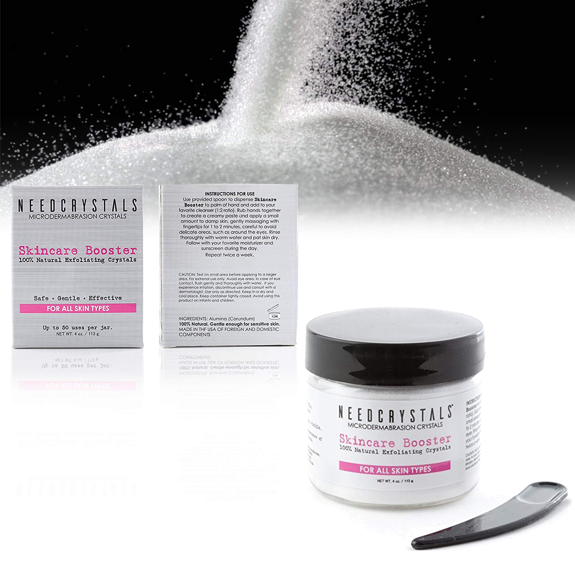 NeedCrystals gentle exfoliation action showing safe removal of dull surface cells
