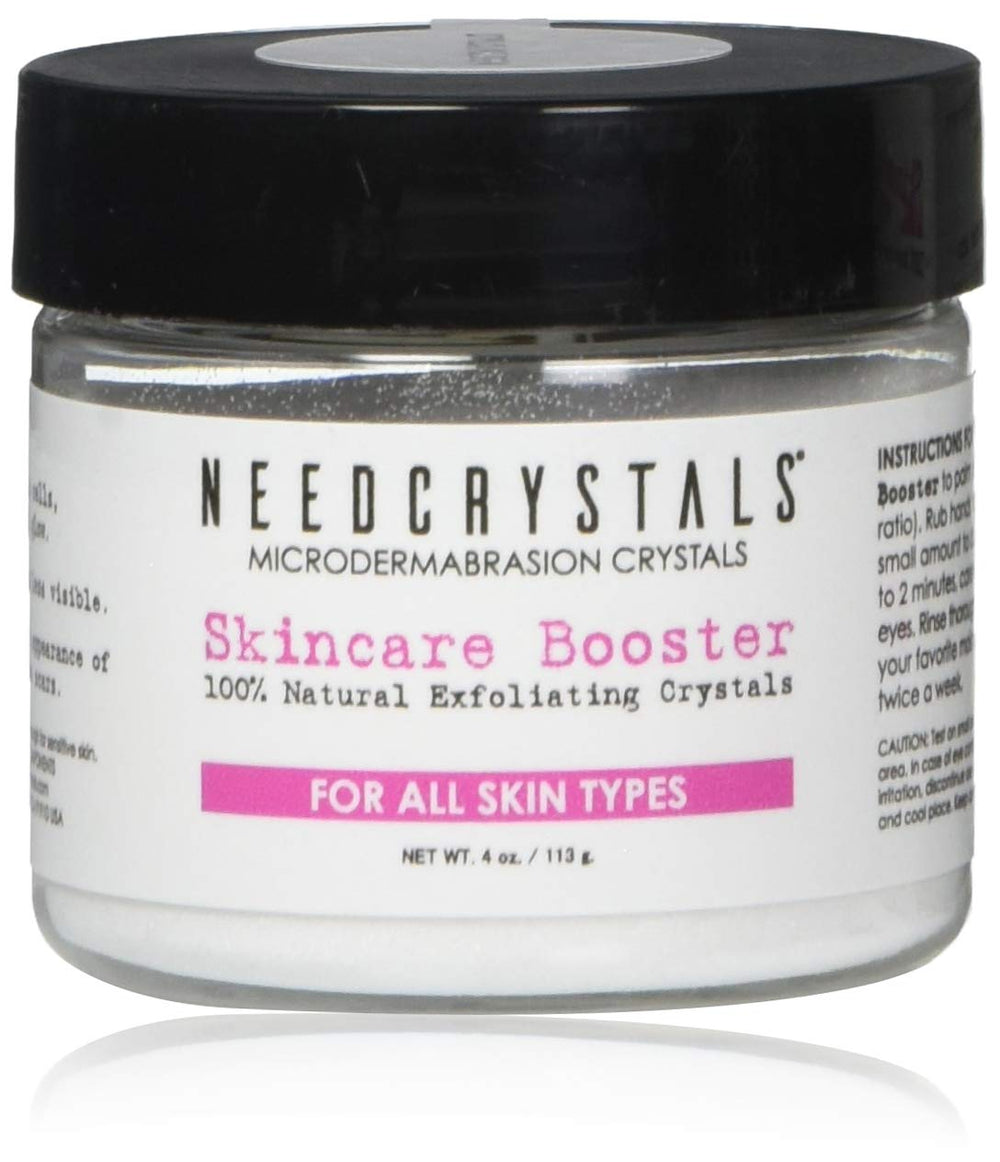 NeedCrystals microdermabrasion crystals in jar for at-home exfoliation and smoother skin
