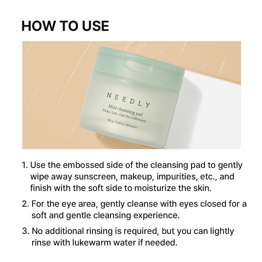 NEEDLY Mild Cleansing Pad after-use glow demonstrates refreshed, hydrated skin