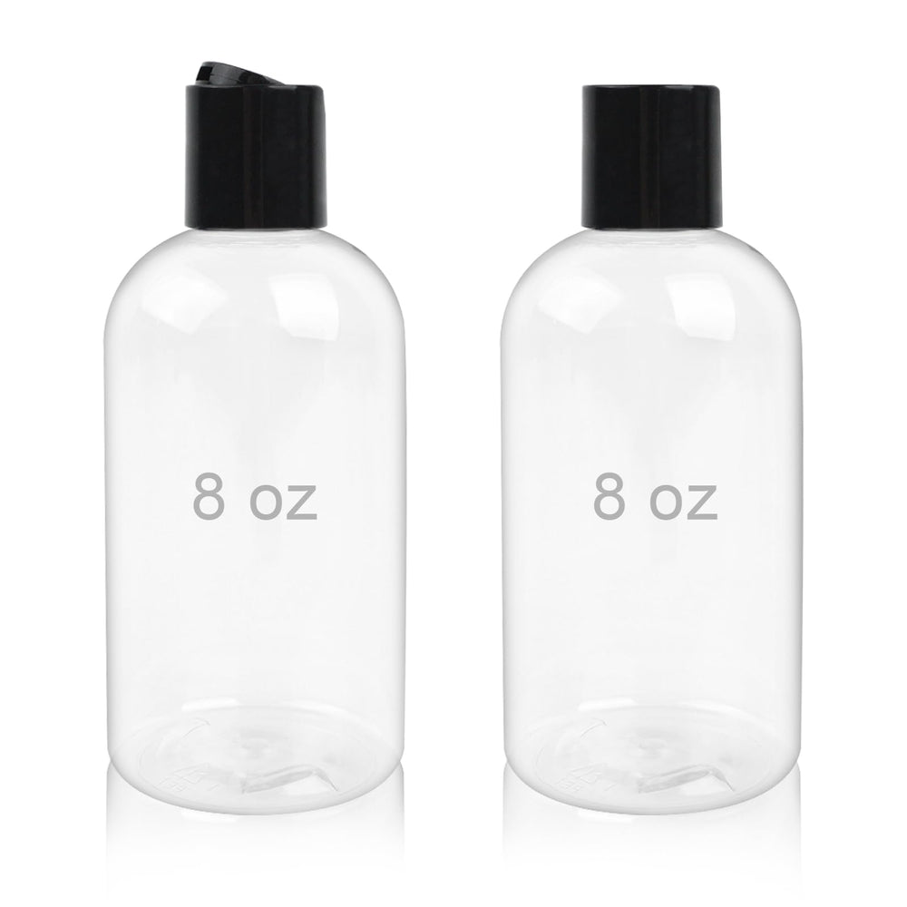 Neendohome 2-pack 8oz clear bottles with black disc cap for travel storage