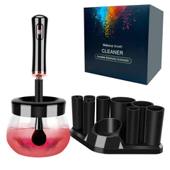 Neeyer makeup brush cleaner dryer base sits neatly on a vanity for easy storage.