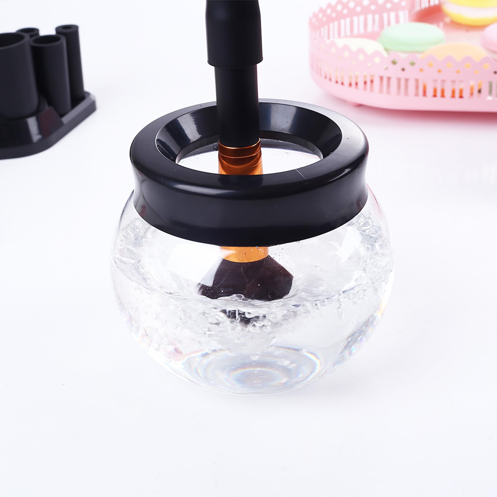 Neeyer makeup brush cleaner dryer collars collection showing eight sizes for precise fit and splash reduction.