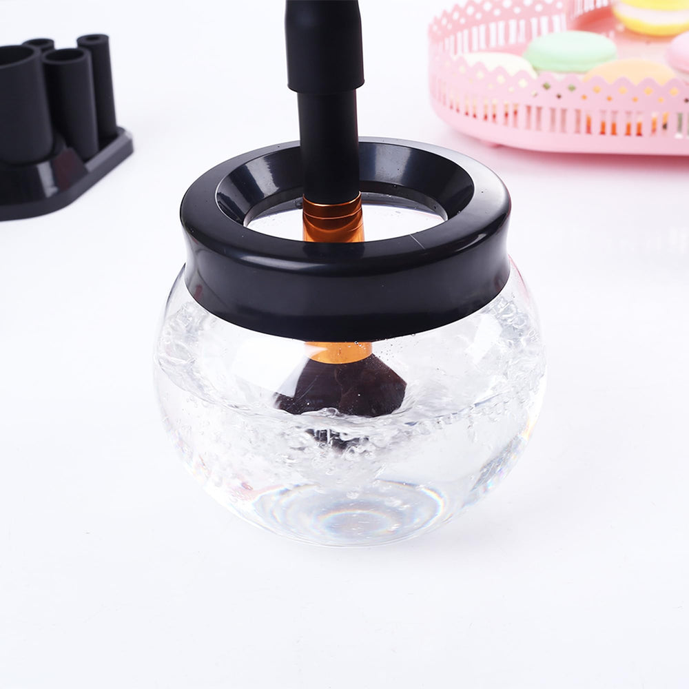 Neeyer makeup brush cleaner dryer collars collection showing eight sizes for precise fit and splash reduction.