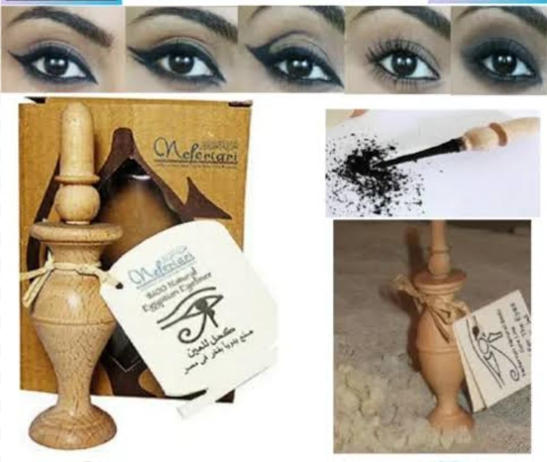 Nefertari eyeliner powder smudge look on eyelid for everyday versatility.