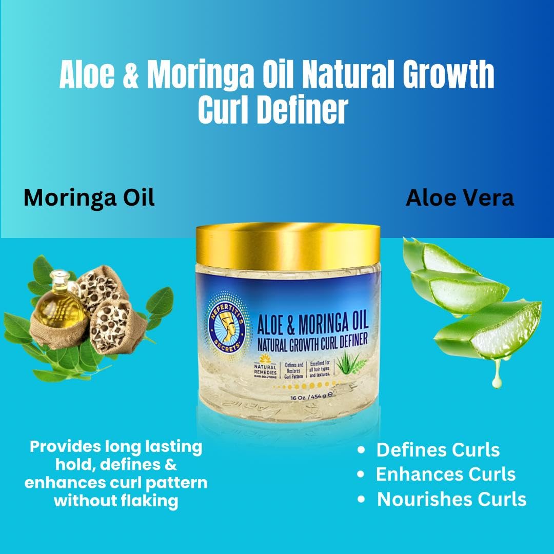 Nefertiti's Secrets alcohol-free-non-sticky texture enables weightless curl shaping.