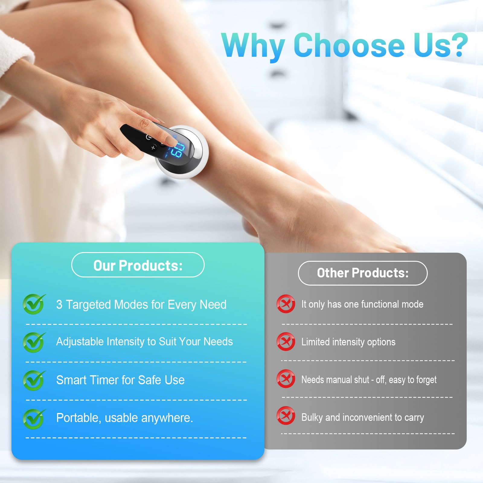 NeibuGlow device with LED display simplifies mode and intensity selection.