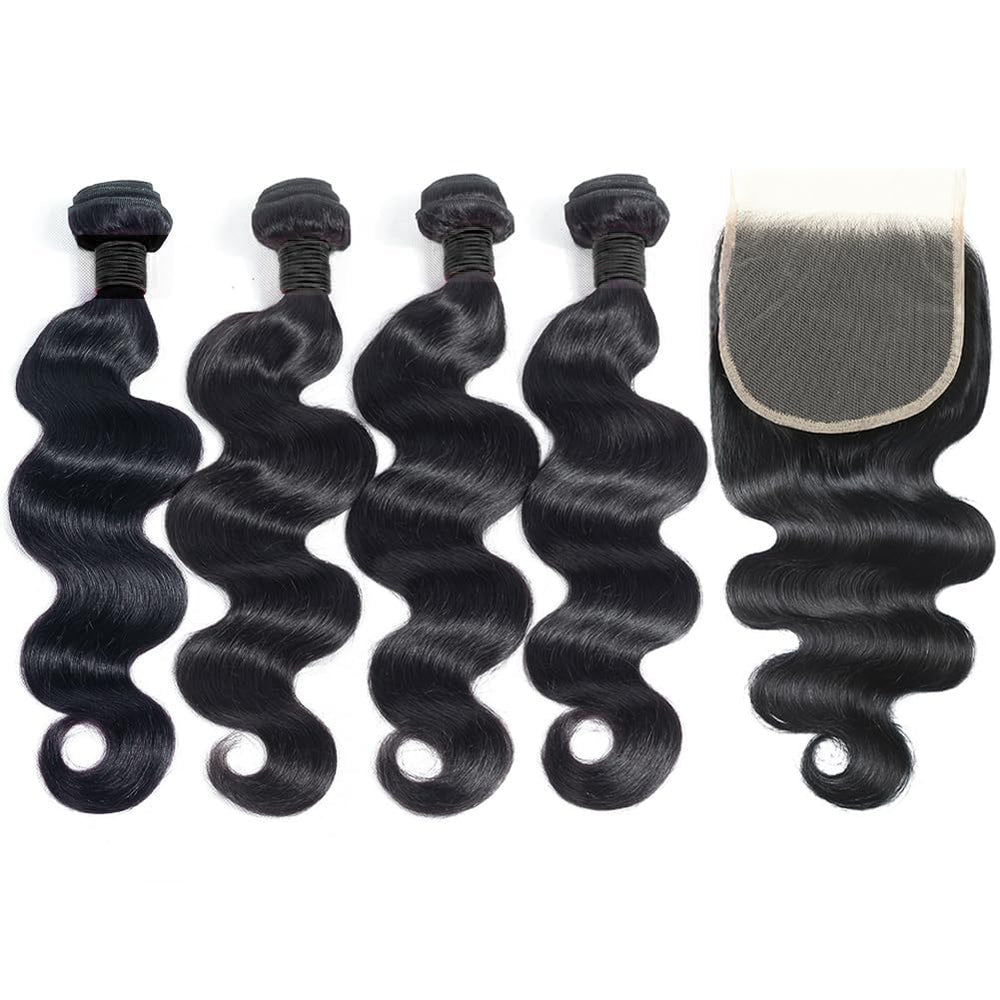 NEIHKY 12A body-wave bundles with closure, 20-inch for full, bouncy length