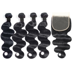 NEIHKY 12A body-wave bundles with closure, 20-inch for full, bouncy length