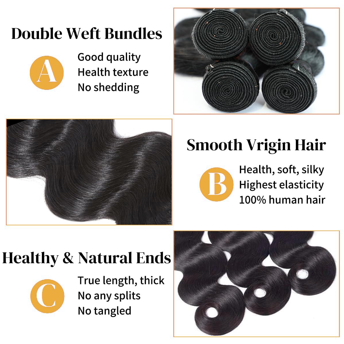 NEIHKY 12A body-wave bundles with closure, 22-inch versatile styling and long wear