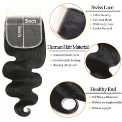 NEIHKY 12A body-wave bundles with closure, 24-inch dramatic length and seamless blend