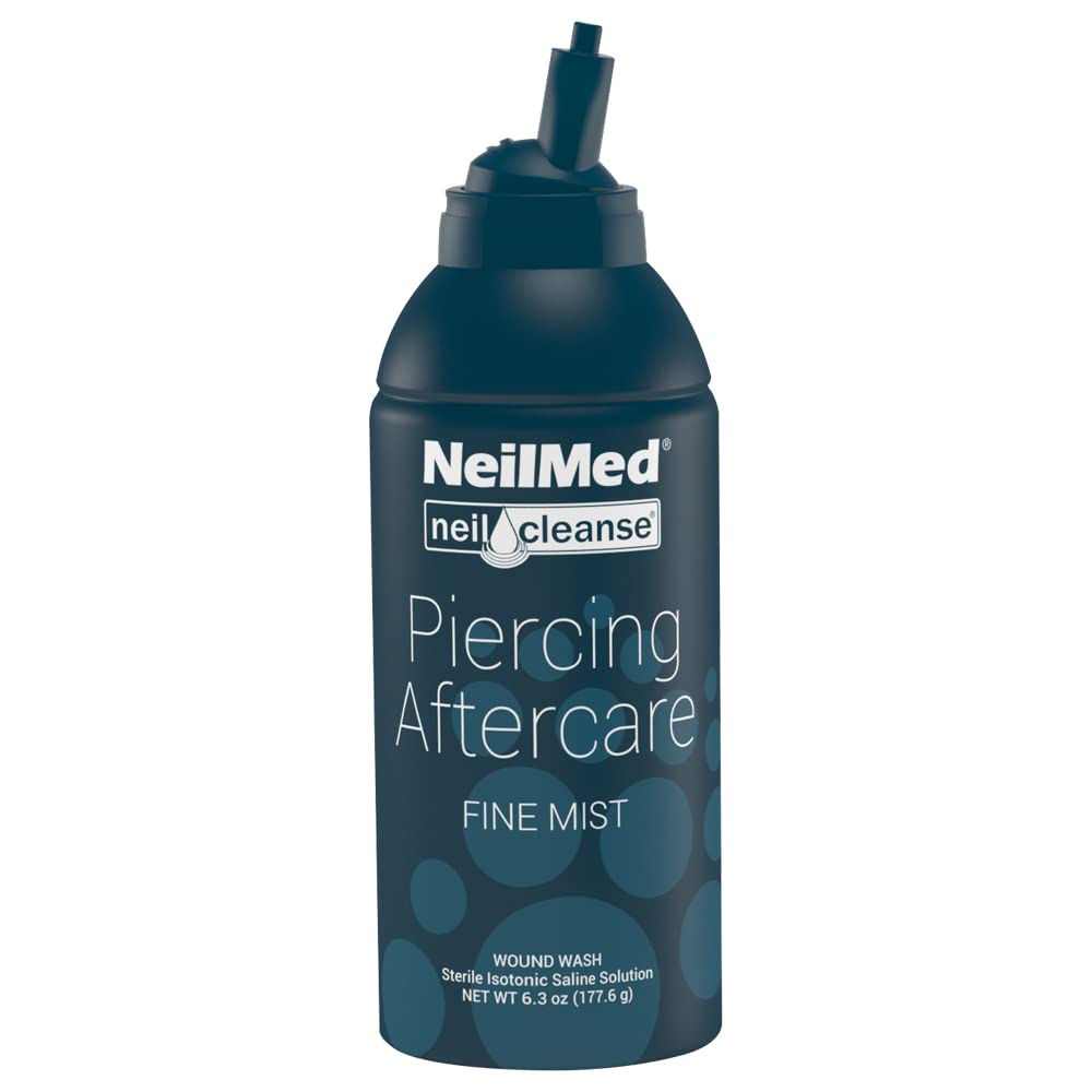 NeilMed NeilCleanse piercing aftercare fine-mist 6oz bottle for gentle cleansing after piercing.