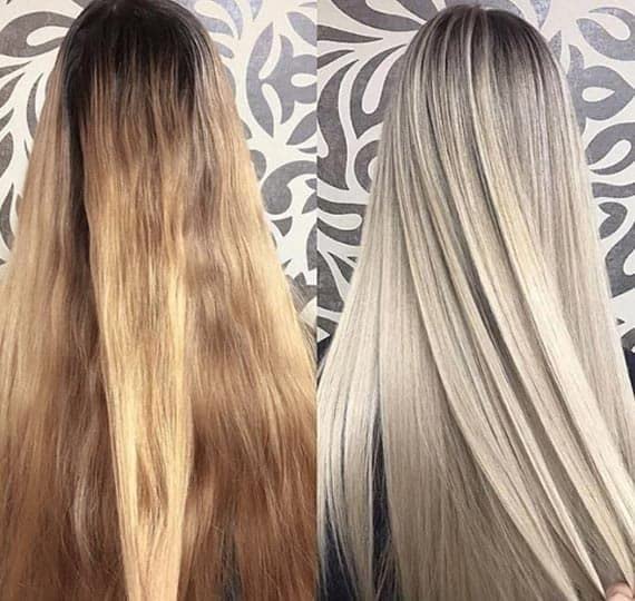 NEKANE Morazul Matizador before-after shows cooler tones after use.