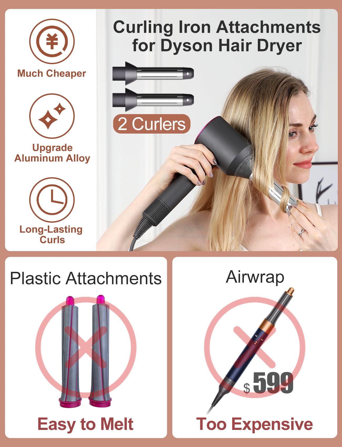 Nekuma dual-direction curling attachments for Dyson, expand styling options