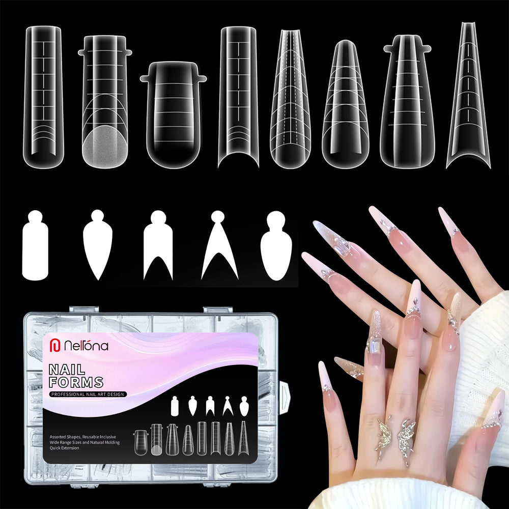 Nelrona dual nail forms 294pcs kit for professional-looking extensions at home