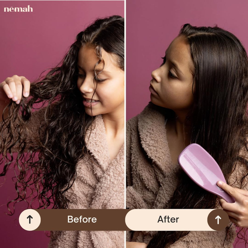 Nemah Kids Leave-In Detangler applied to damp hair for lightweight conditioning