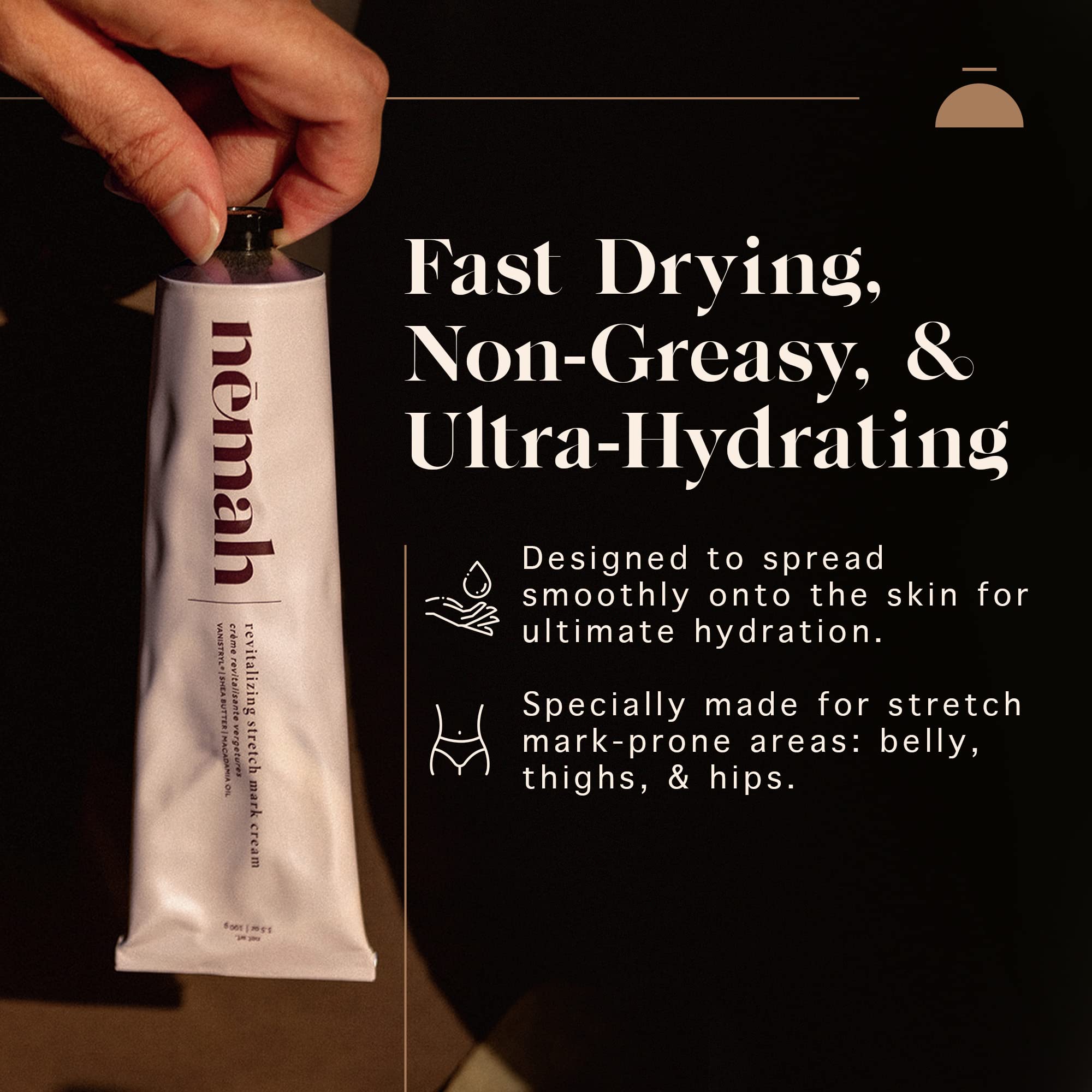 Nemah vegan cruelty-free packaging marking ethical, clean skincare.