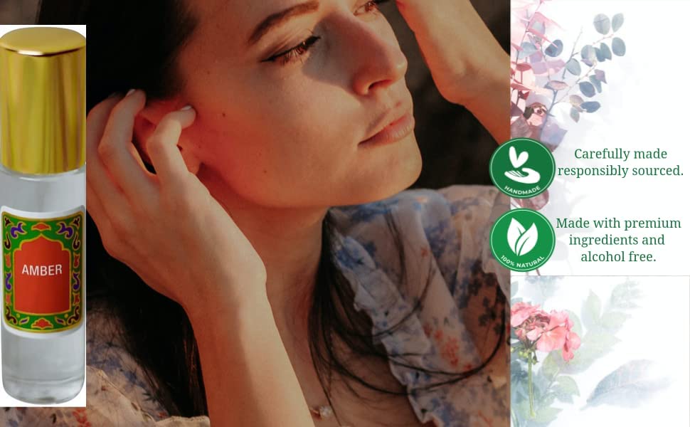 Nemat Amber Perfume Oil Roll-On application for on-the-go scent.