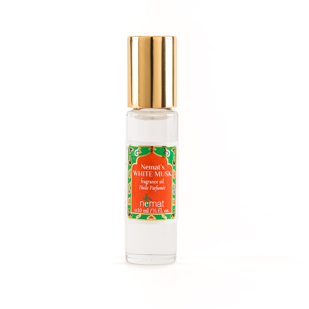 Nemat White Musk perfume oil roll-on bottle, alcohol-free luxury for everyday wear.