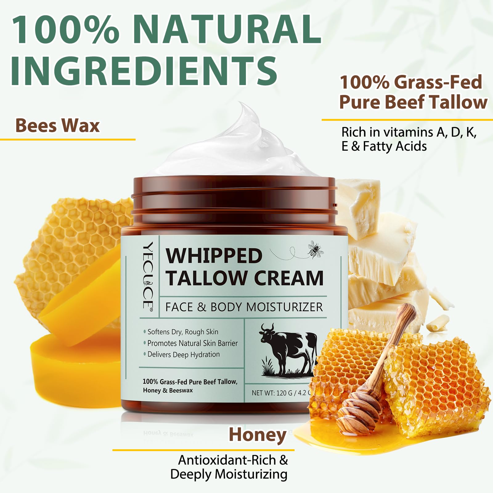 NenMaoKeNu whipped beef tallow honey cream provides deep moisturization.