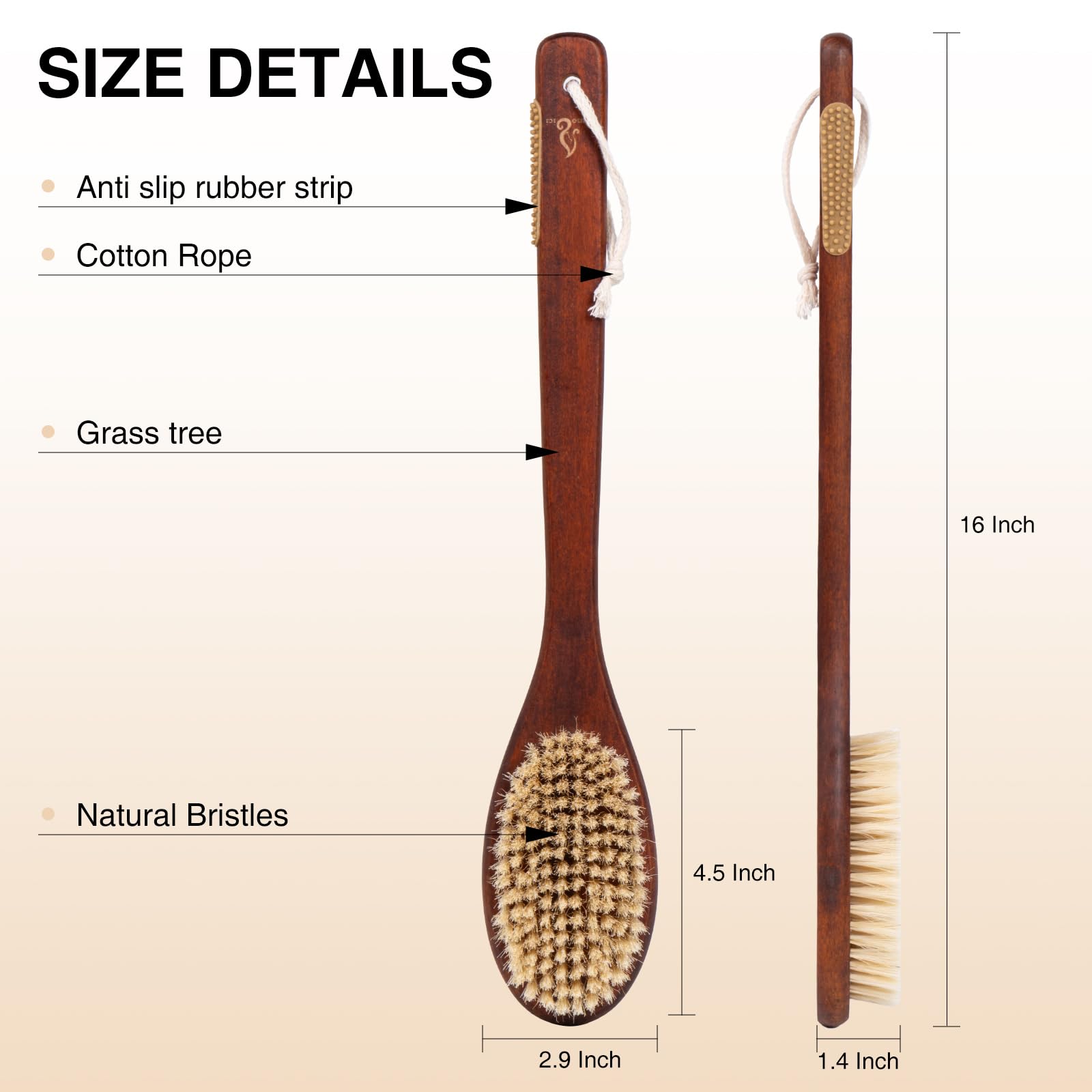 NENO CICI brush features ergonomic long handle with non-slip grip for safety.