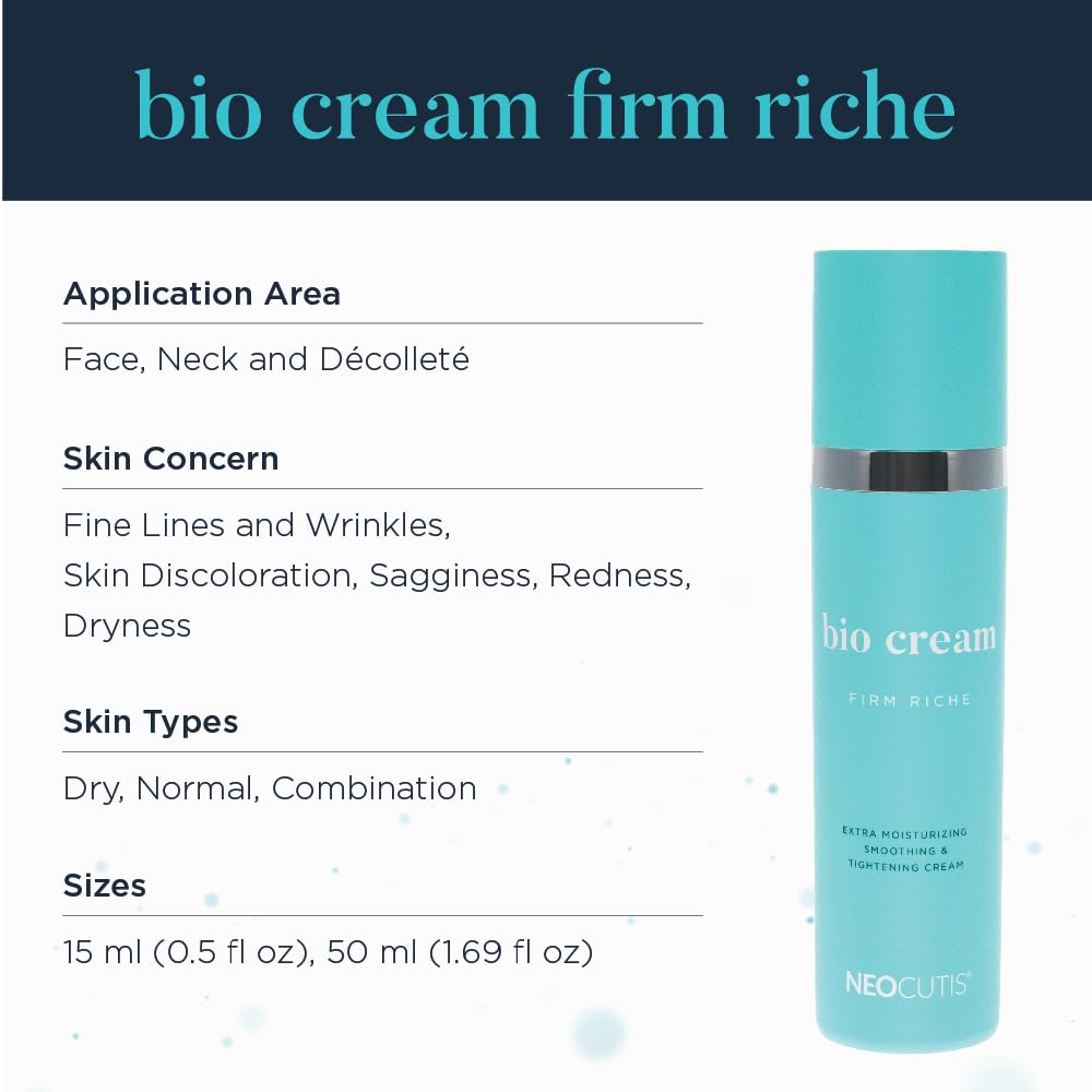 NEOCUTIS Bio Cream Firm Riche argan and borage oils highlight deep hydration.