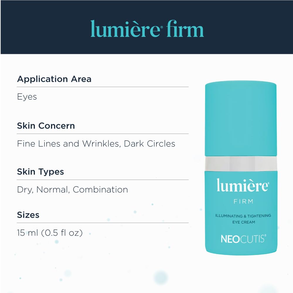 NEOCUTIS Lumière Firm peptide science bottle signals advanced anti-aging care for eye area