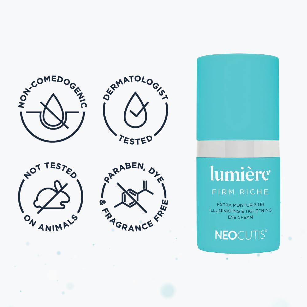 Skin surface close-up with Lumière Firm Riche conveys smooth, healthy-looking eye area.