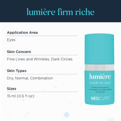 Lumière Firm Riche under-eye area image suggests brightening and smoothing potential.