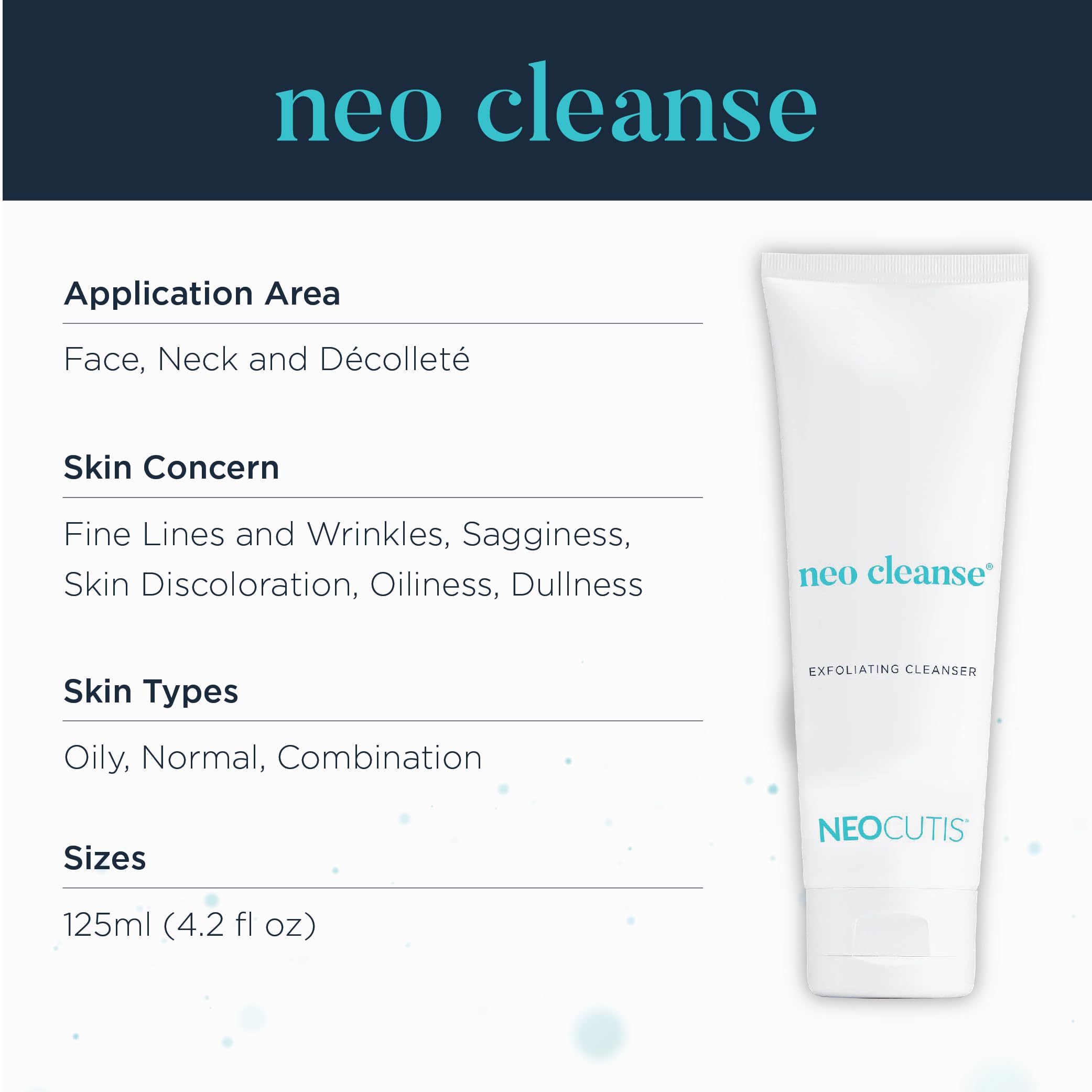 NEOCUTIS Neo Cleanse packaging label emphasizing formula details