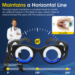 Neoism motion sickness glasses liquid horizon feature to stabilize vision on car rides.