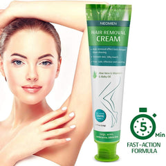 NEOMEN hair removal cream application glide shows smooth coverage for precise bikini line use