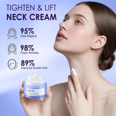 NEORIVER Tighten & Lift Neck Cream application swatch highlights smooth spread for daily massage.