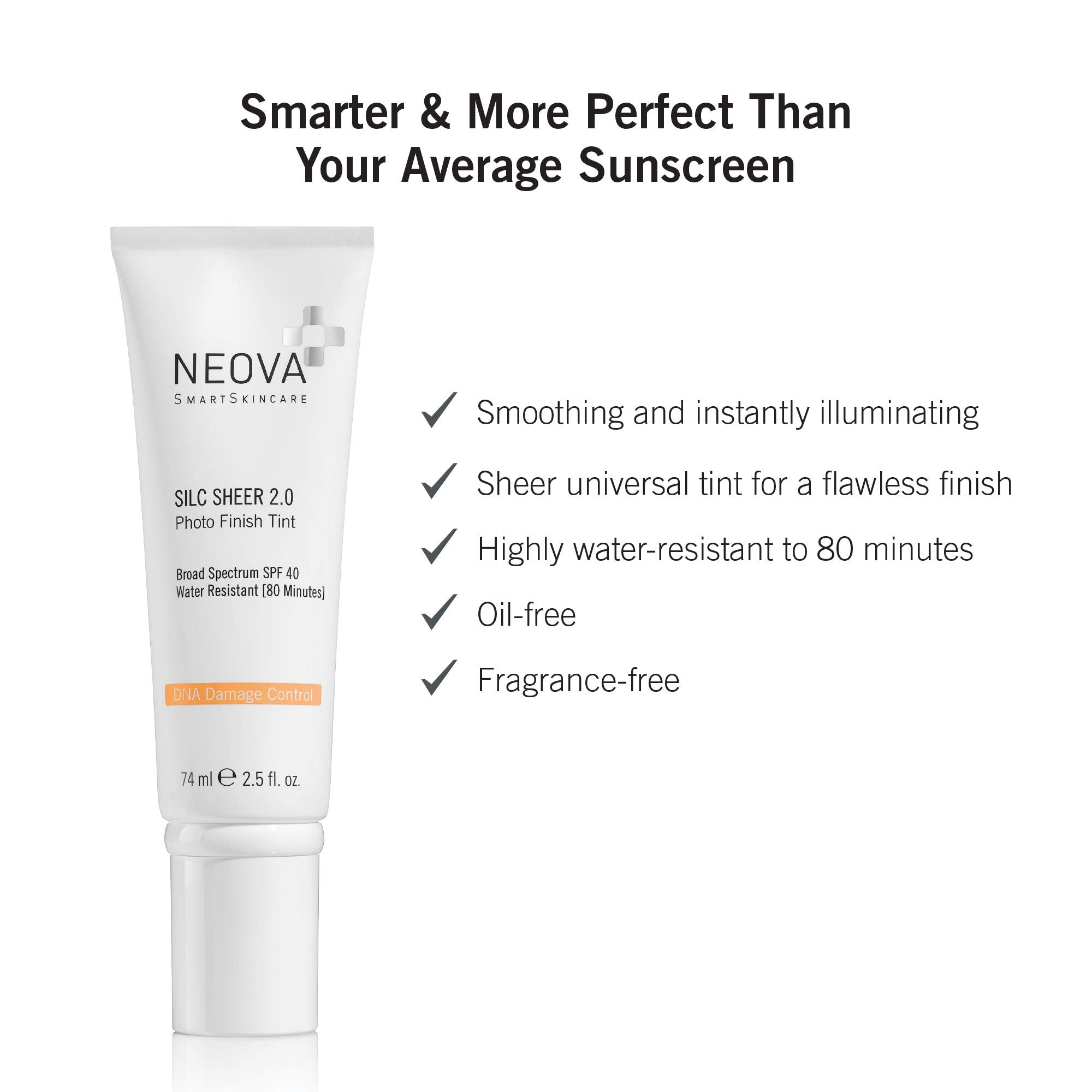NEOVA Silc Sheer 2.0 SPF 40 shields skin with broad spectrum UVA/UVB protection