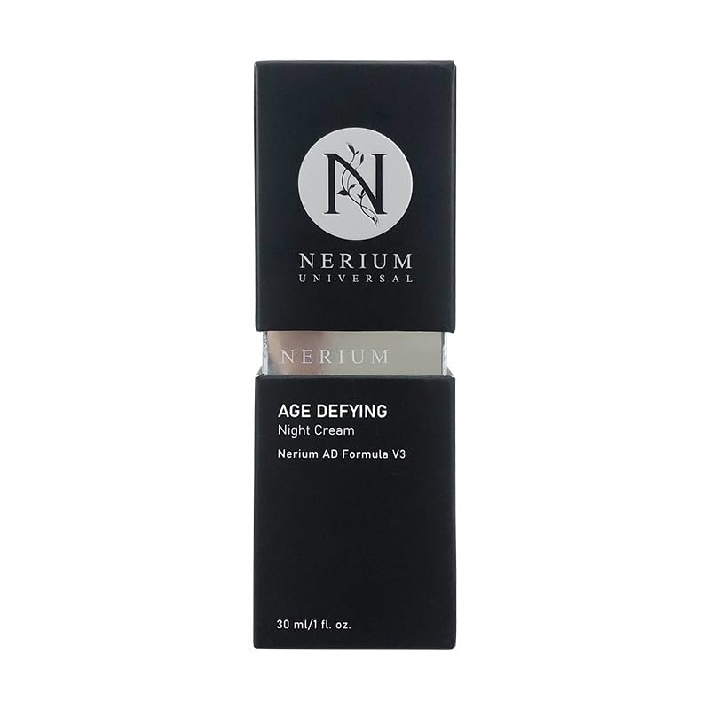 Nerium Night Cream bottle closeup showcasing peptide-rich formula for overnight hydration.